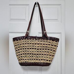Vintage Brighton leather and fabric woven shoulder bag